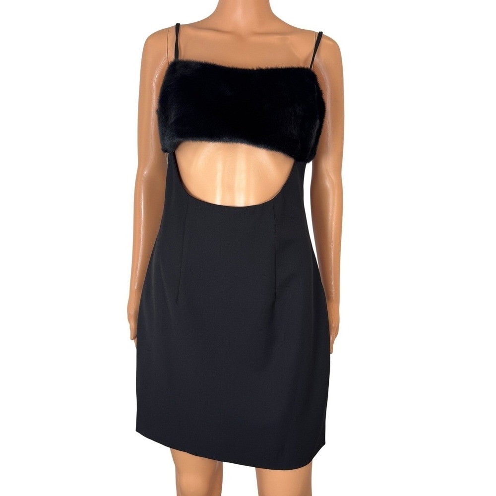 Naked Wardrobe Black Faux Fur Cutout Mini Dress NWW118-D9 Mens‎ Size Medium NWT